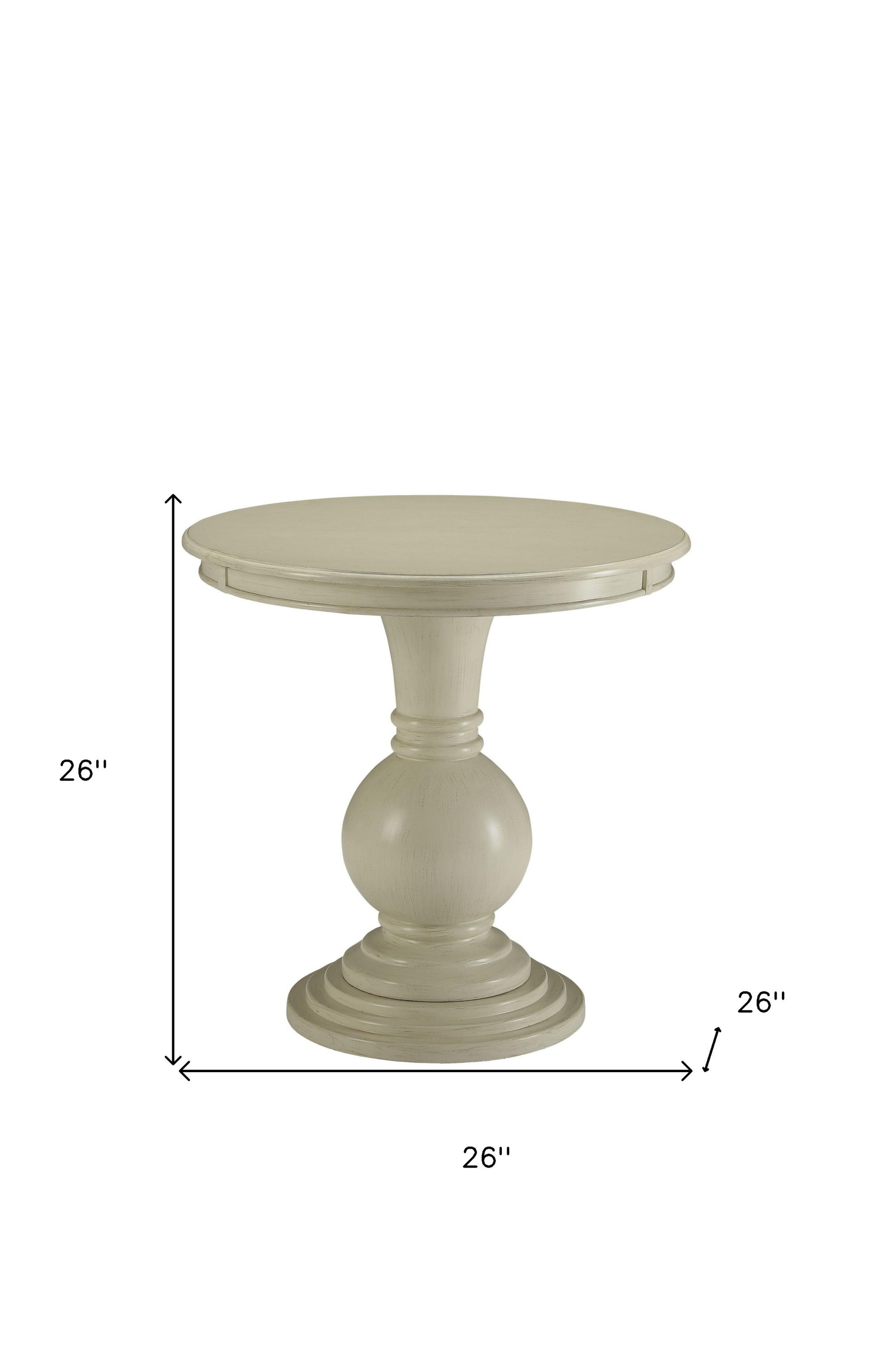 26" Brown Solid Wood Round Pedestal End Table-End-Side Tables-DECOROLALA