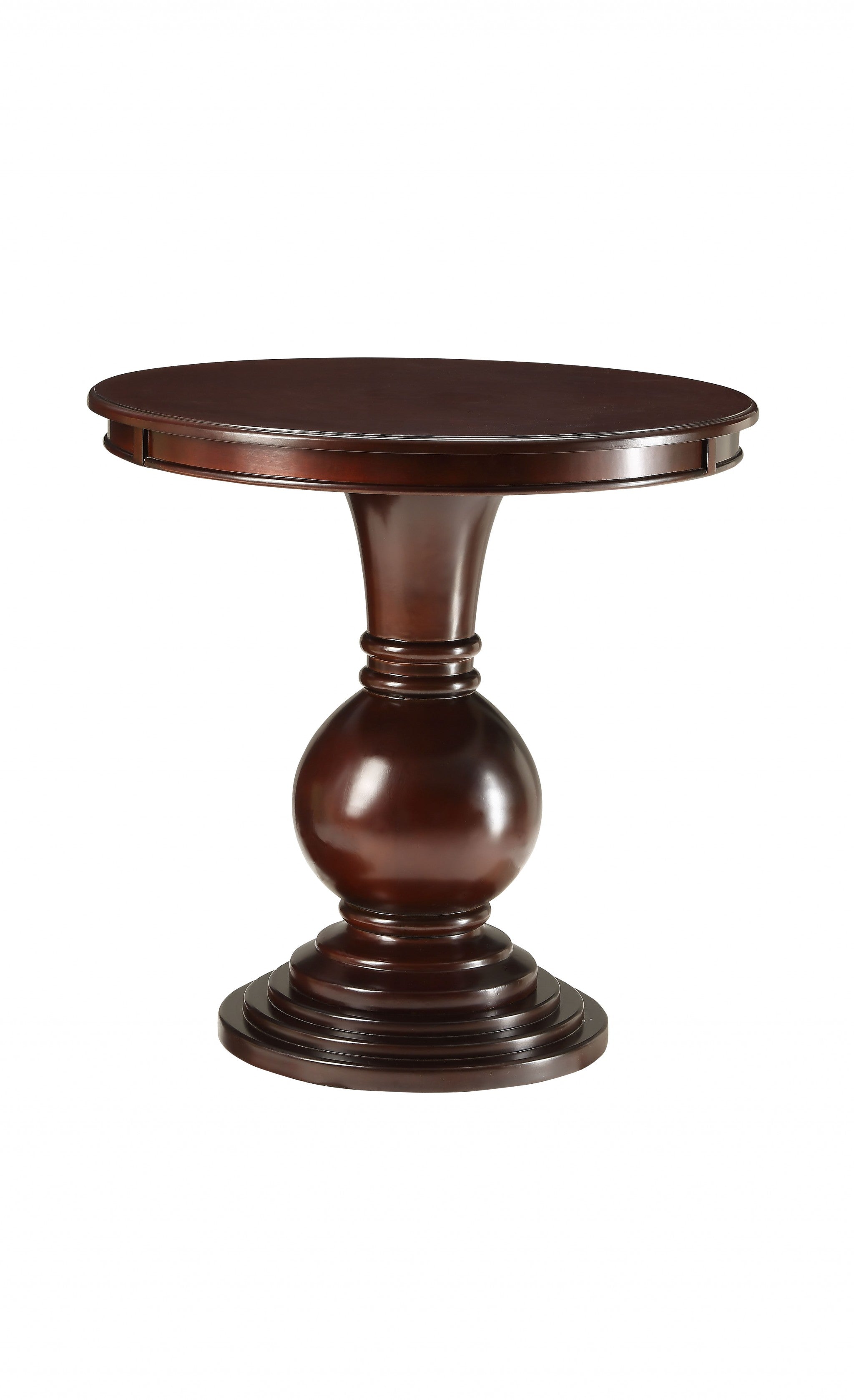 26" Brown Solid Wood Round Pedestal End Table-End-Side Tables-DECOROLALA