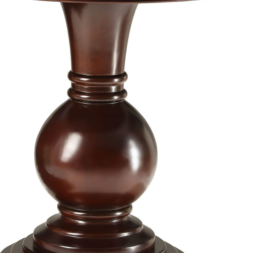 26" Brown Solid Wood Round Pedestal End Table-End-Side Tables-DECOROLALA