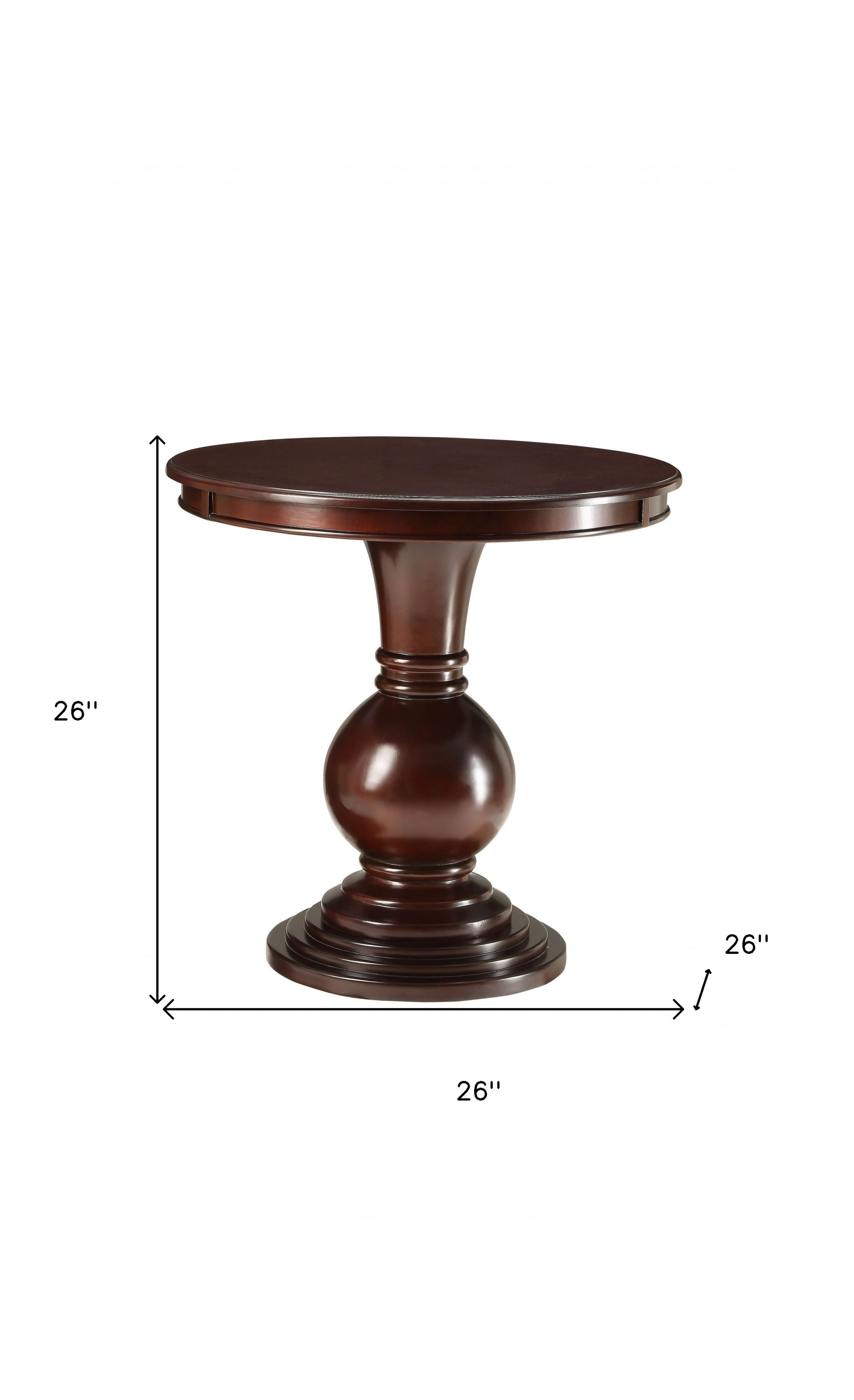 26" Brown Solid Wood Round Pedestal End Table-End-Side Tables-DECOROLALA