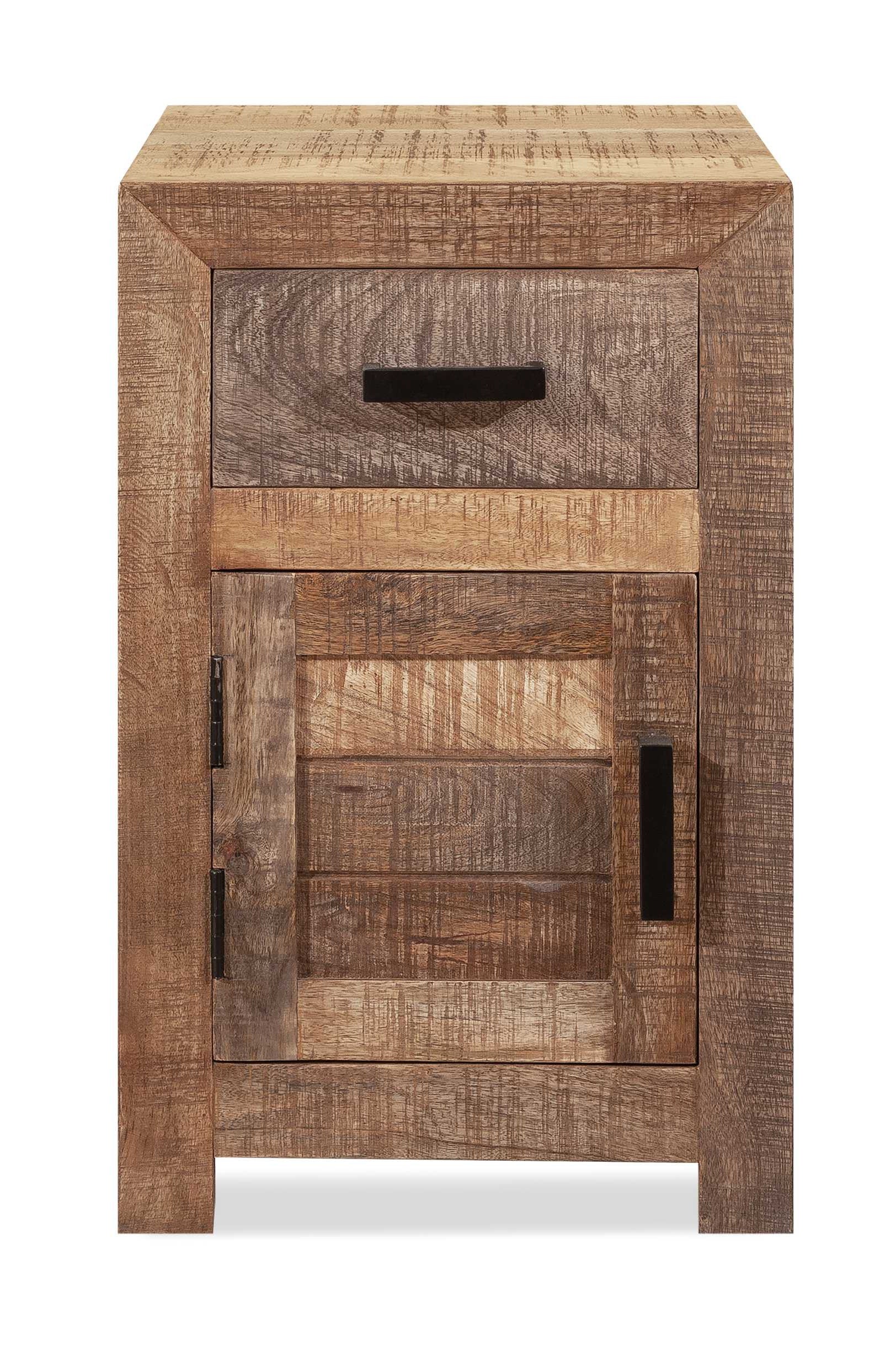 26" Brown Solid Wood Square End Table With Drawer-End-Side Tables-DECOROLALA