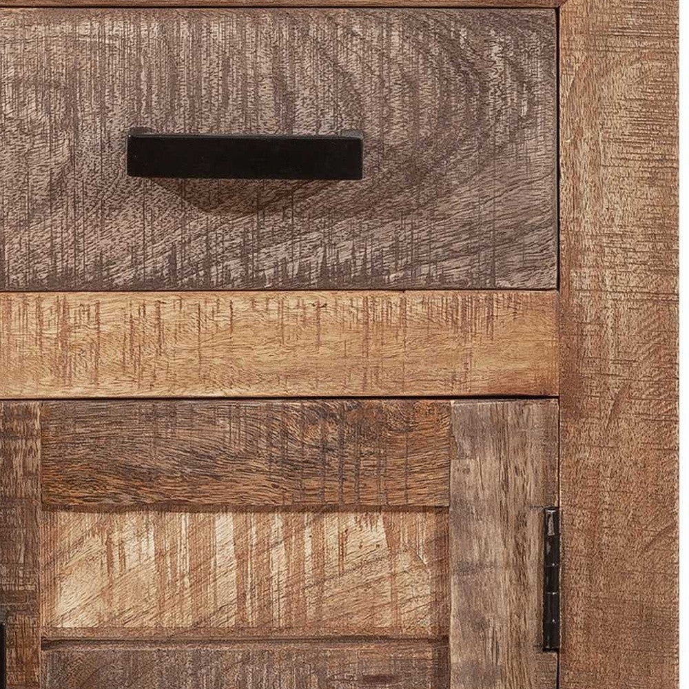 26" Brown Solid Wood Square End Table With Drawer-End-Side Tables-DECOROLALA