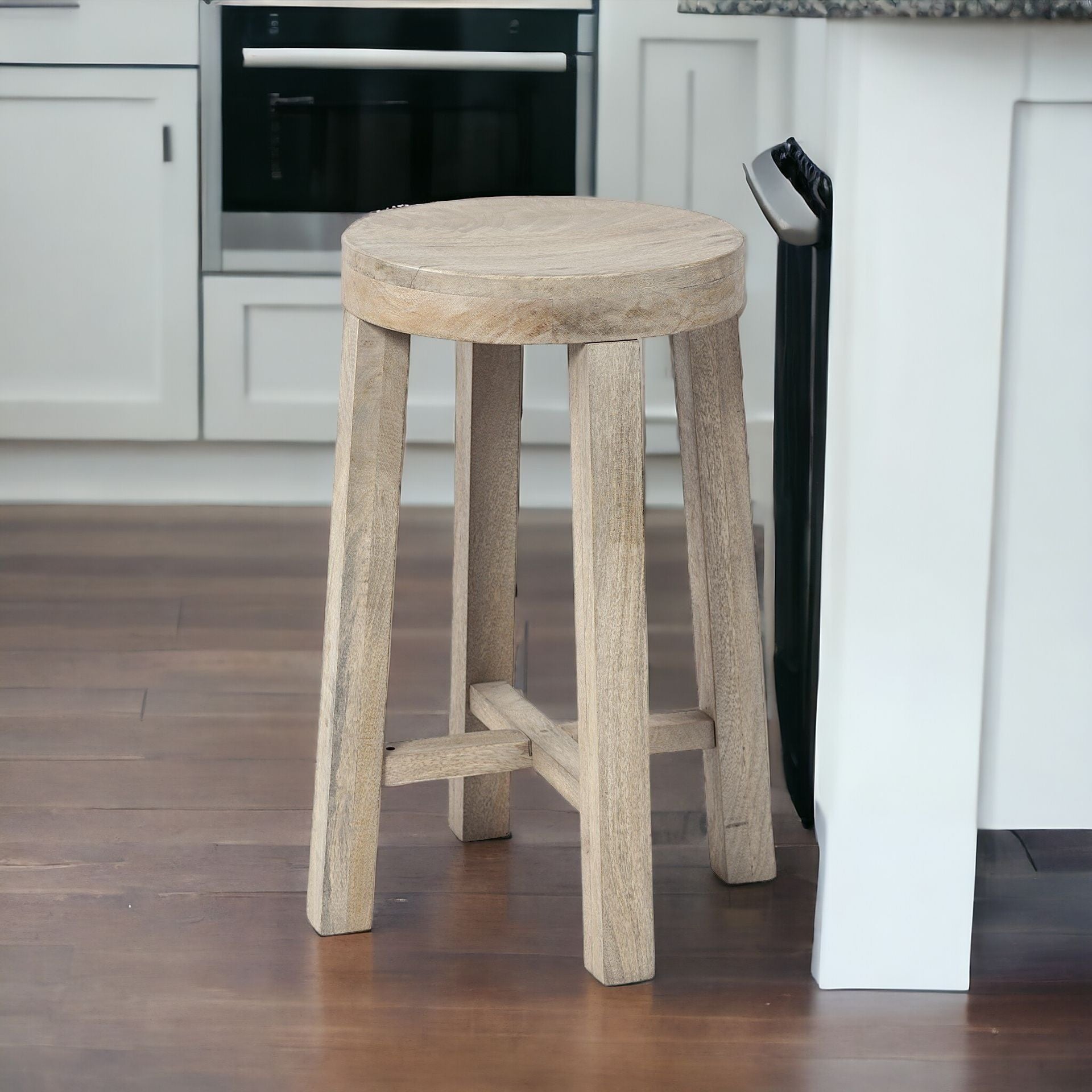 26" Brown Solid and Manufactured Wood Backless Counter Height Bar Chair-Bar Chairs-DECOROLALA