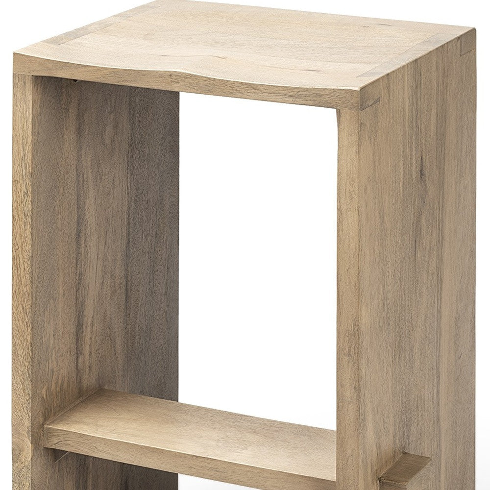 26" Brown Solid and Manufactured Wood Backless Counter Height Bar Chair-Bar Chairs-DECOROLALA