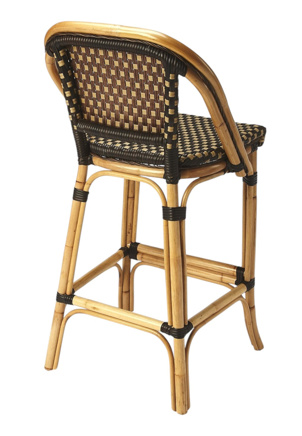 26" Brown and Natural Rattan Counter Height Bar Chair-Bar Chairs-DECOROLALA