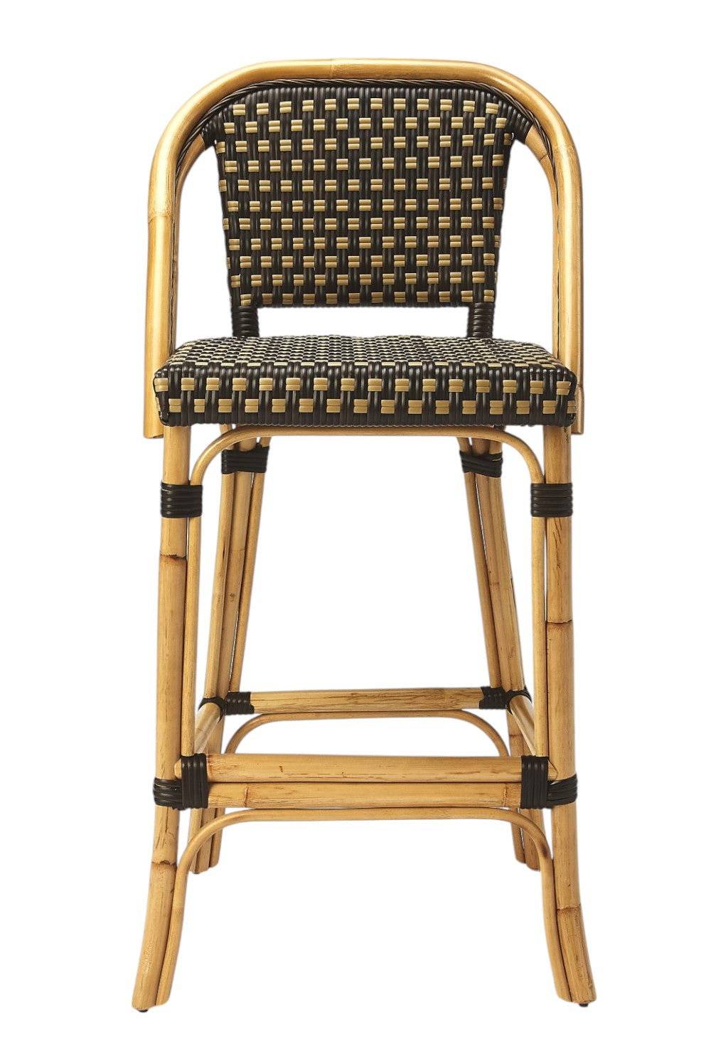 26" Brown and Natural Rattan Counter Height Bar Chair-Bar Chairs-DECOROLALA