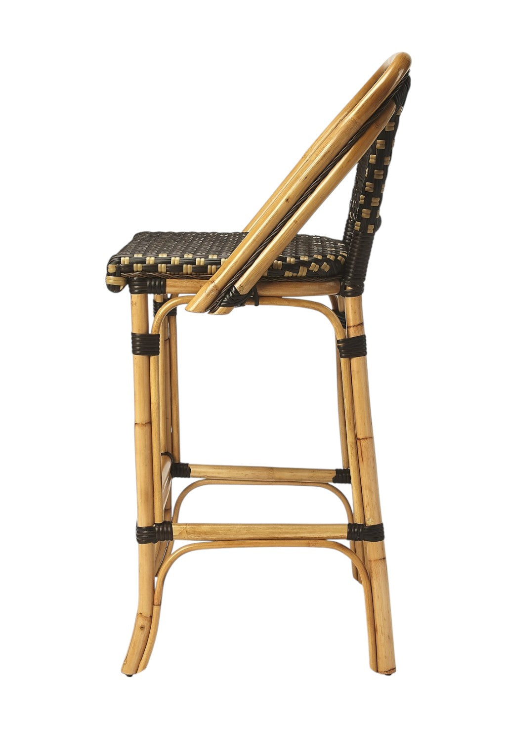 26" Brown and Natural Rattan Counter Height Bar Chair-Bar Chairs-DECOROLALA