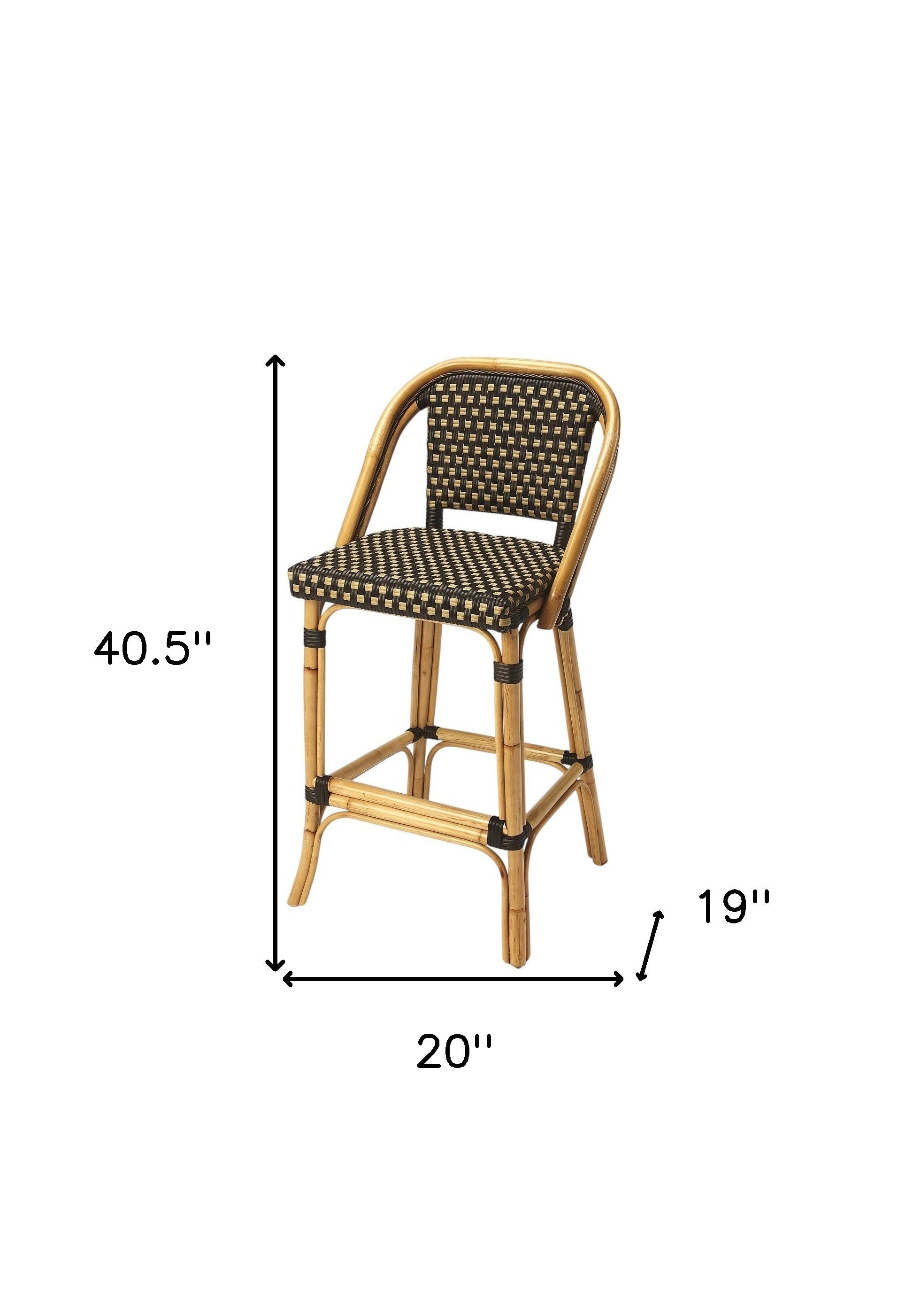 26" Brown and Natural Rattan Counter Height Bar Chair-Bar Chairs-DECOROLALA