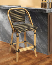 26" Brown and Natural Rattan Counter Height Bar Chair-Bar Chairs-DECOROLALA