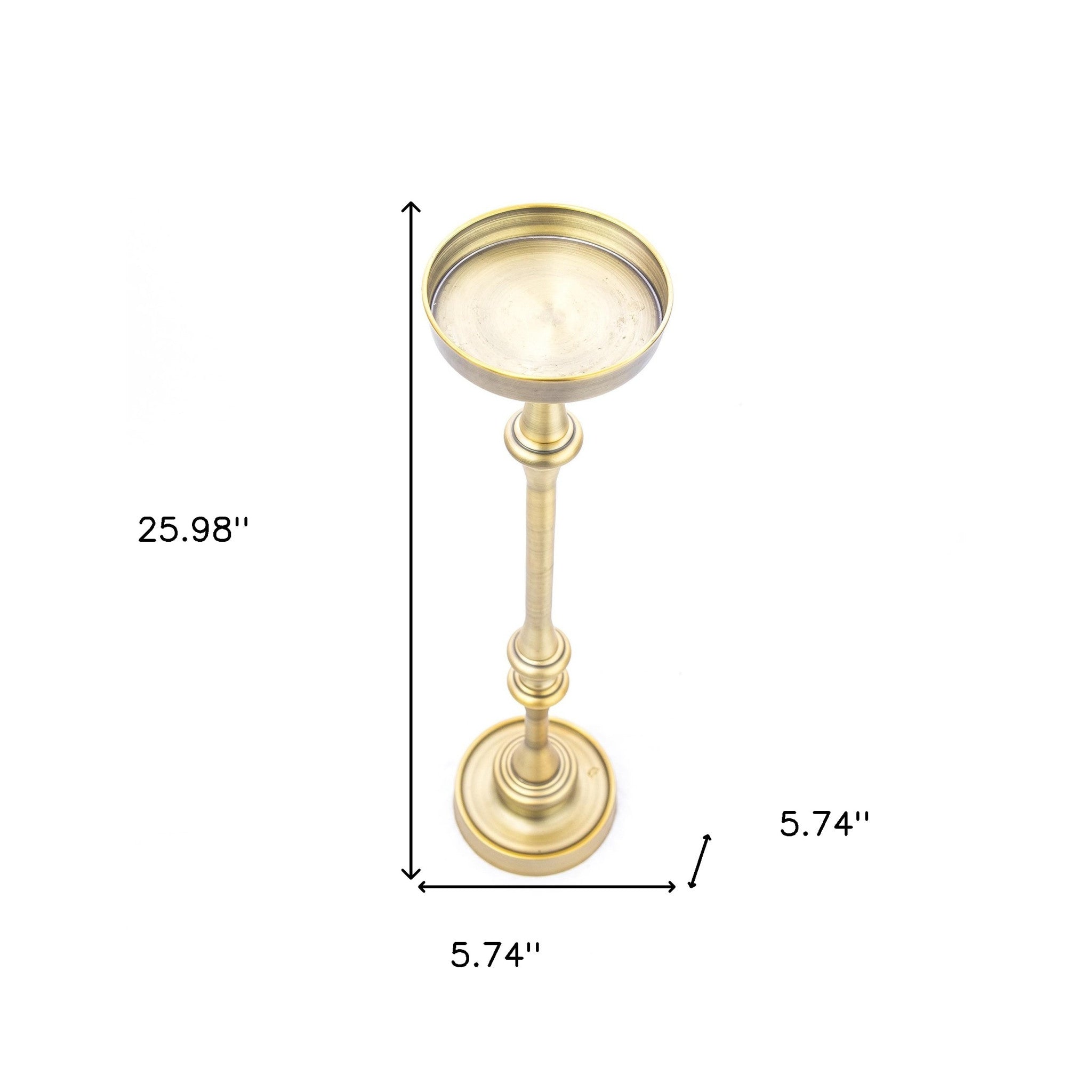 26" Brushed Gold Drink Size Round End Table-End-Side Tables-DECOROLALA