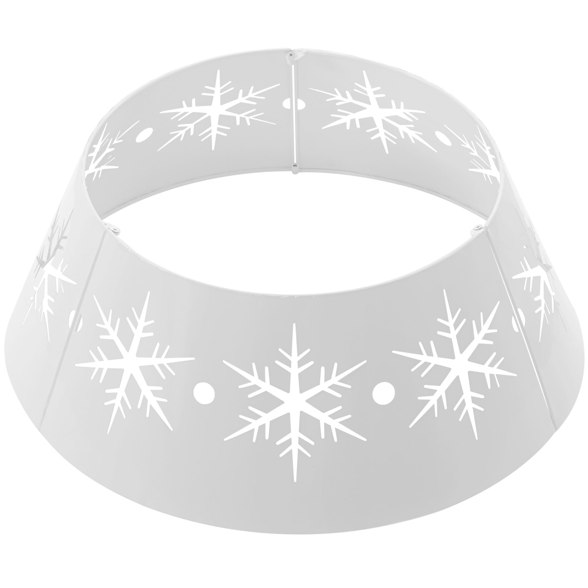 26" Christmas Tree Collar - White Steel Snowflake Pattern-Home Furnishings > Holiday & Seasonal > Christmas Trees-DECOROLALA