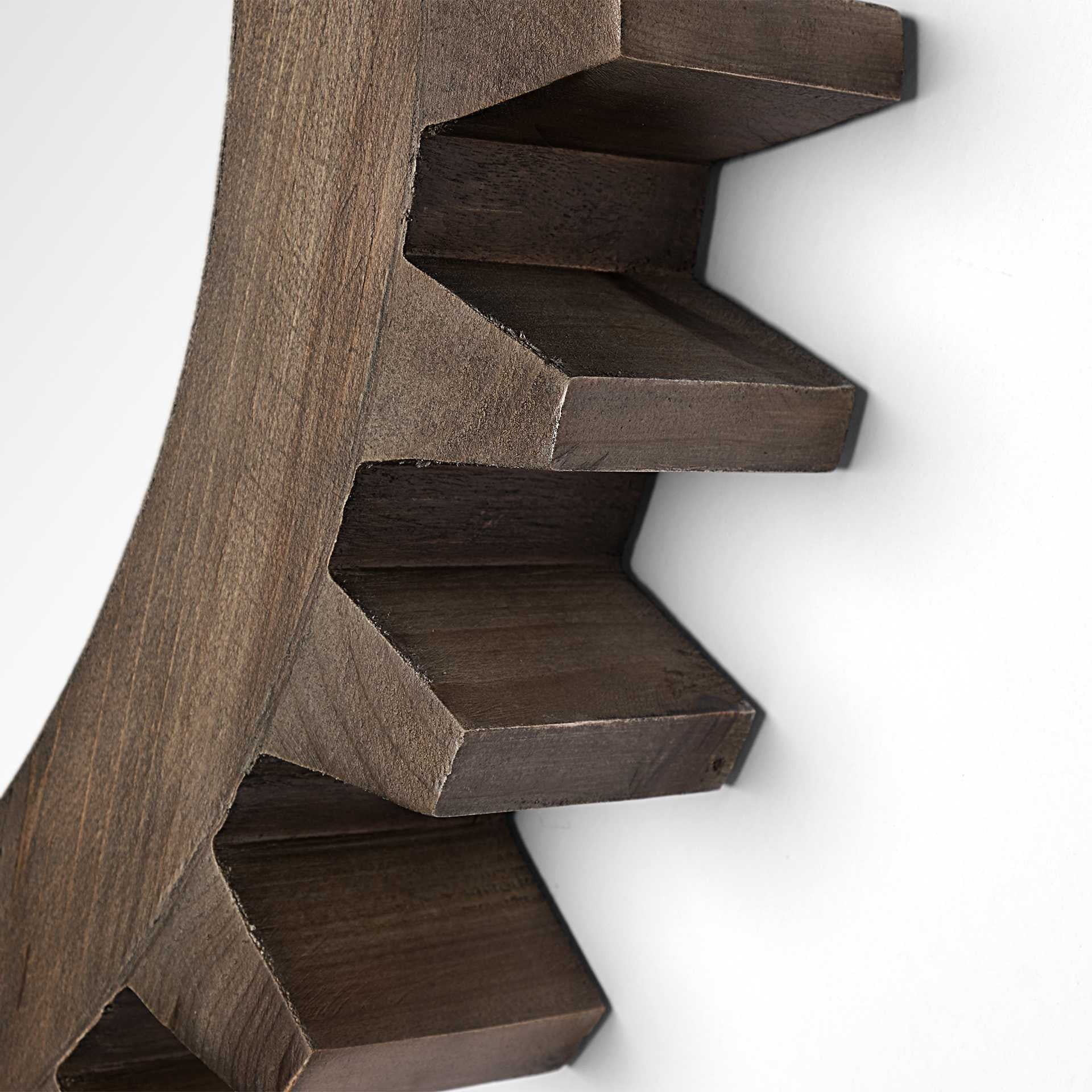 26" Dark Brown Abstract Wood Framed Accent Mirror-Mirrors-DECOROLALA