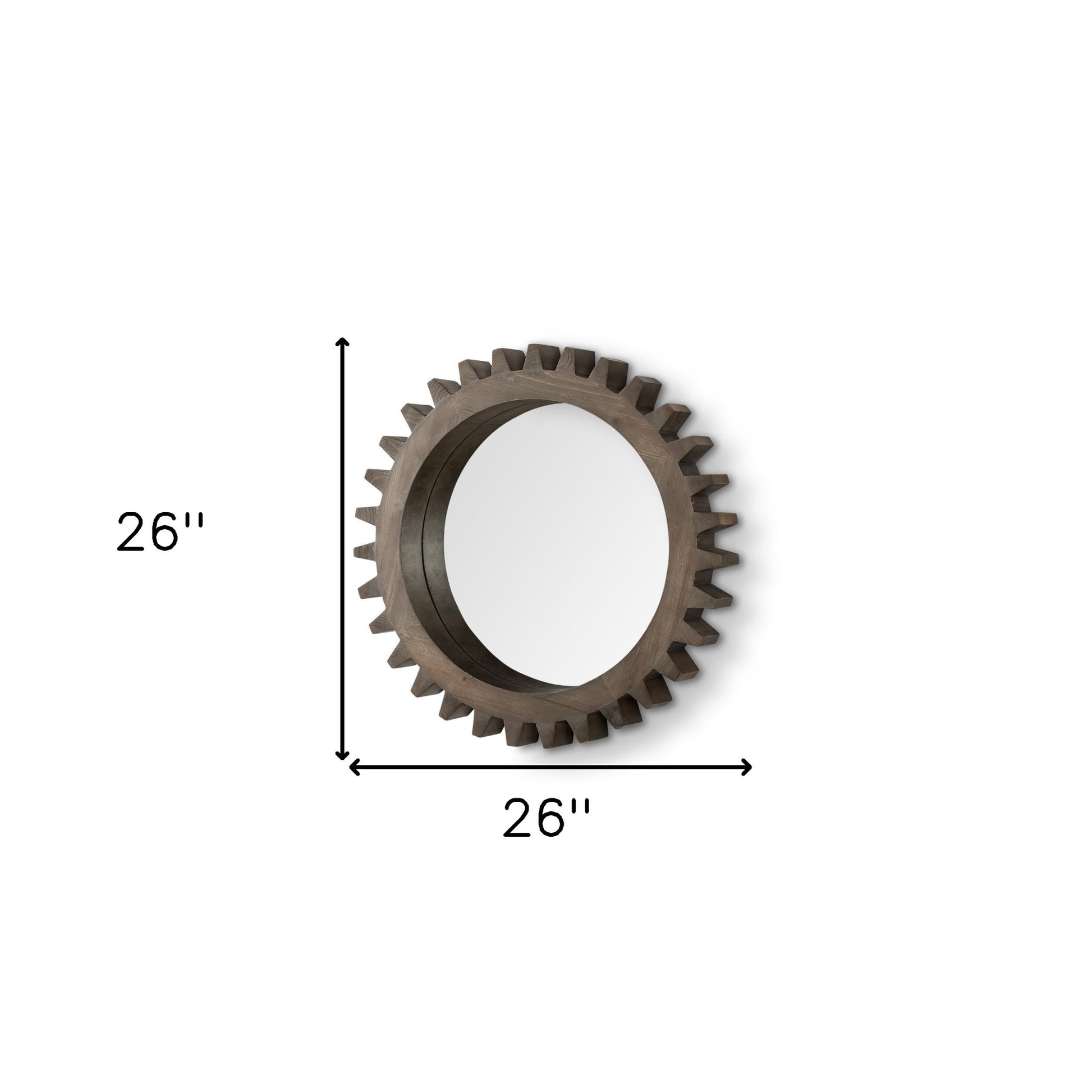 26" Dark Brown Abstract Wood Framed Accent Mirror-Mirrors-DECOROLALA