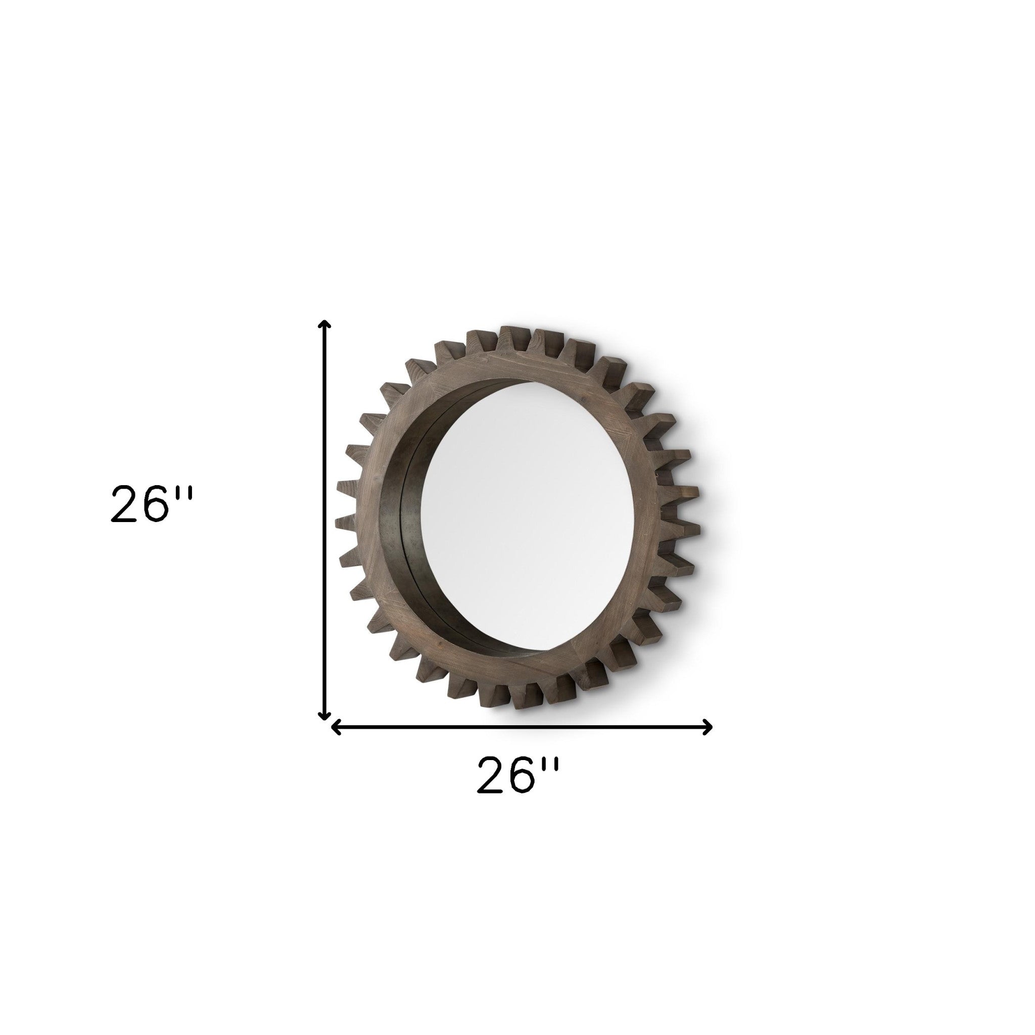 26" Dark Brown Abstract Wood Framed Accent Mirror-Mirrors-DECOROLALA