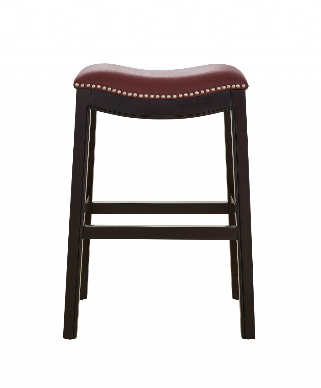26" Dark Red and Espresso Solid Wood Backless Counter Height Bar Chair-Bar Chairs-DECOROLALA