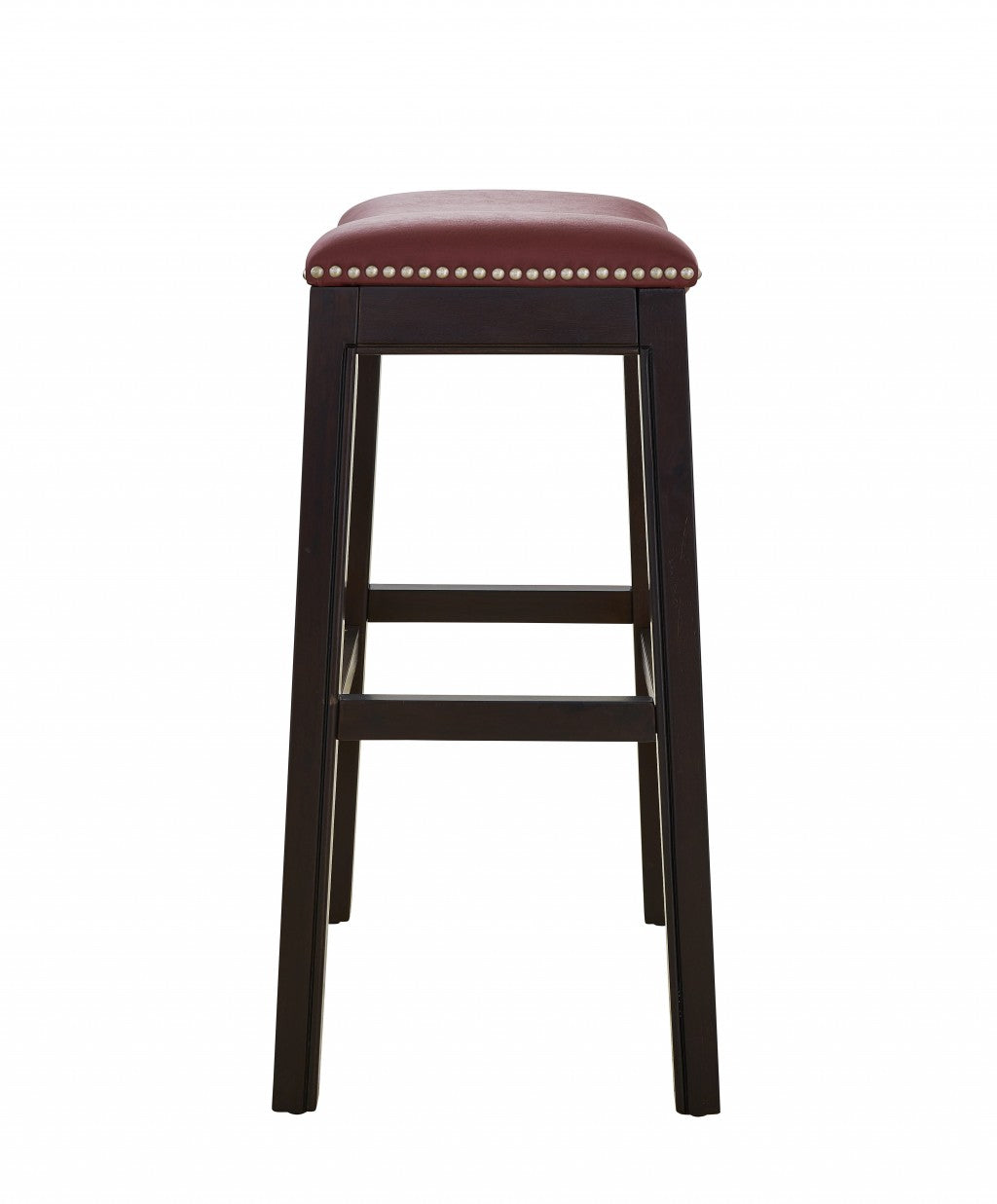 26" Dark Red and Espresso Solid Wood Backless Counter Height Bar Chair-Bar Chairs-DECOROLALA