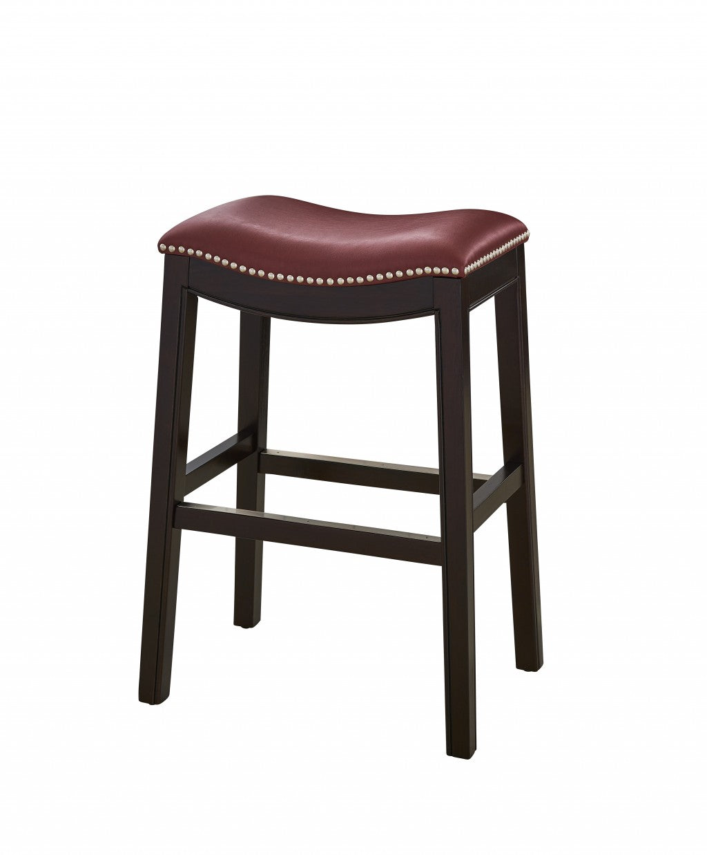 26" Dark Red and Espresso Solid Wood Backless Counter Height Bar Chair-Bar Chairs-DECOROLALA