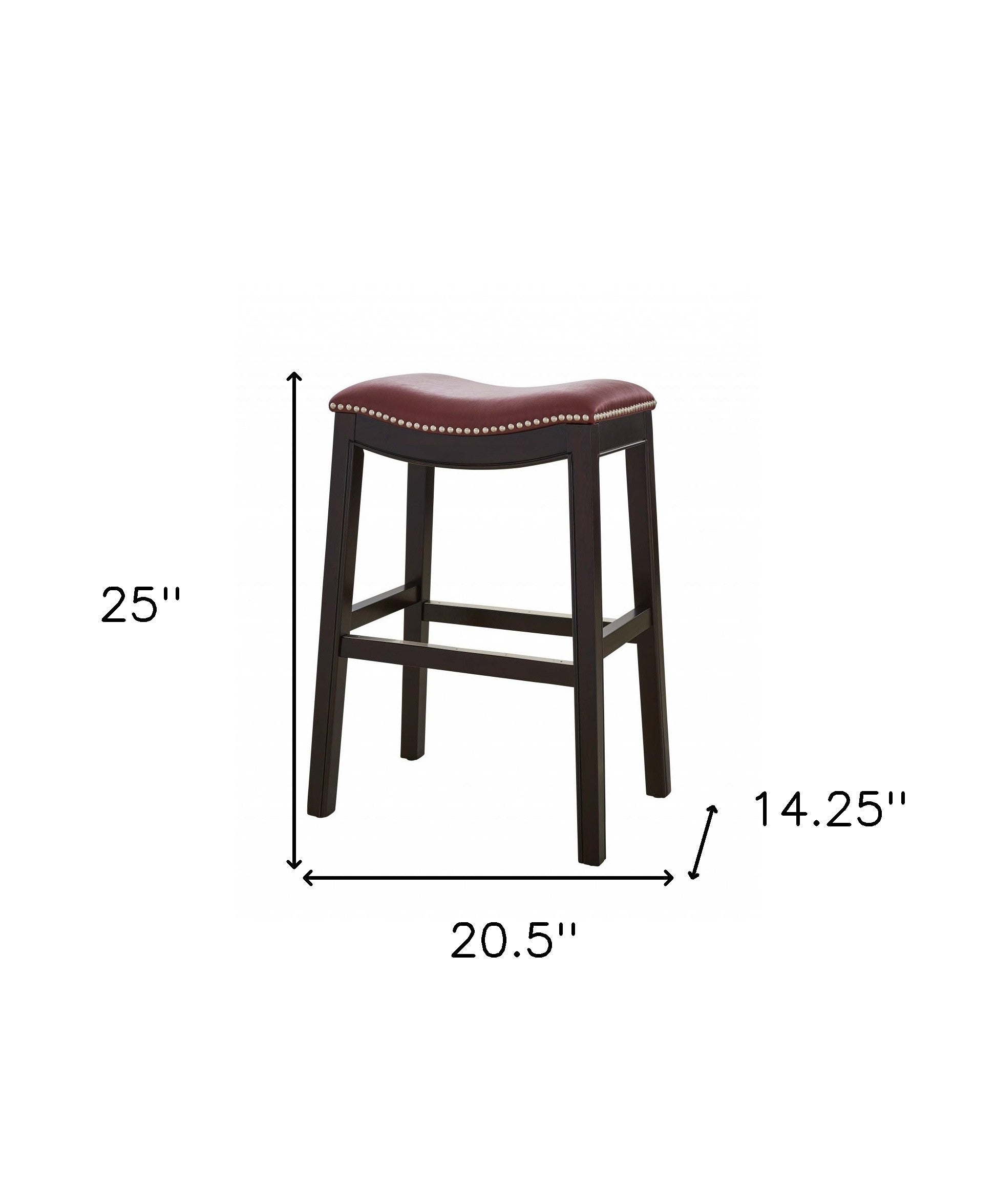 26" Dark Red and Espresso Solid Wood Backless Counter Height Bar Chair-Bar Chairs-DECOROLALA