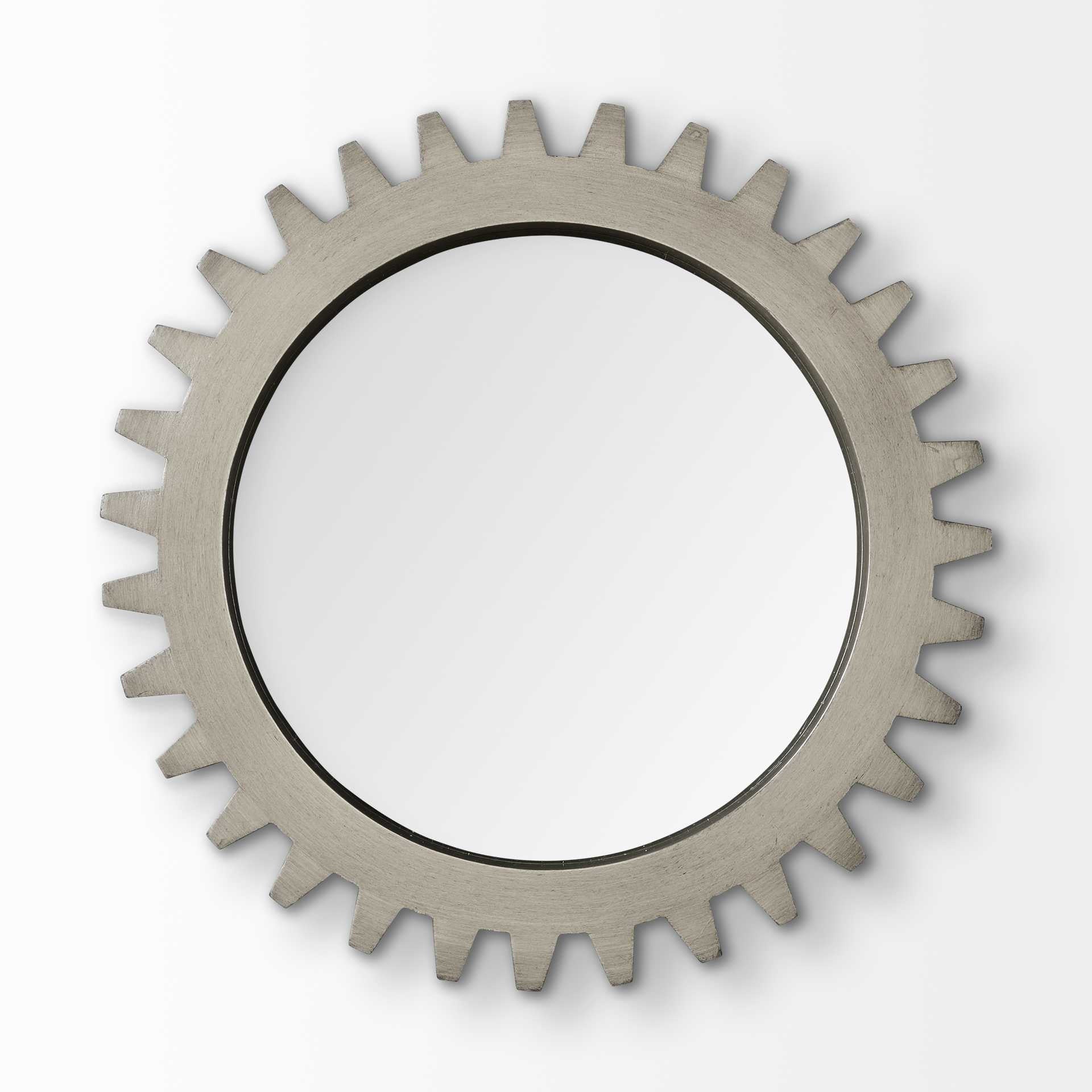 26" Gray Abstract Wood Framed Accent Mirror-Mirrors-DECOROLALA