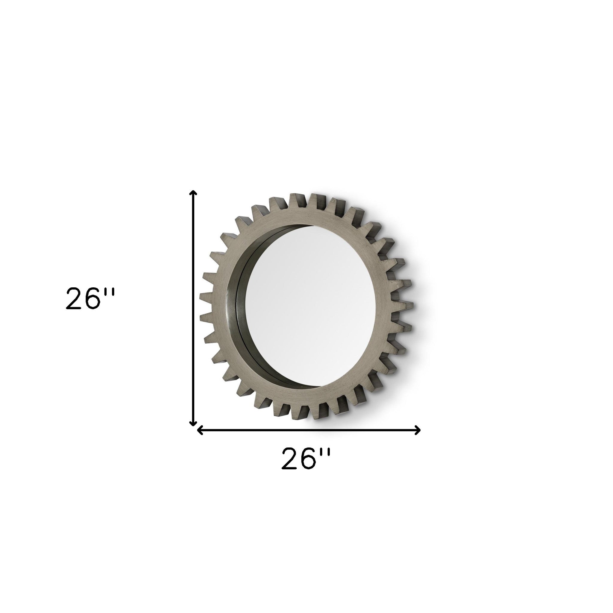 26" Gray Abstract Wood Framed Accent Mirror-Mirrors-DECOROLALA