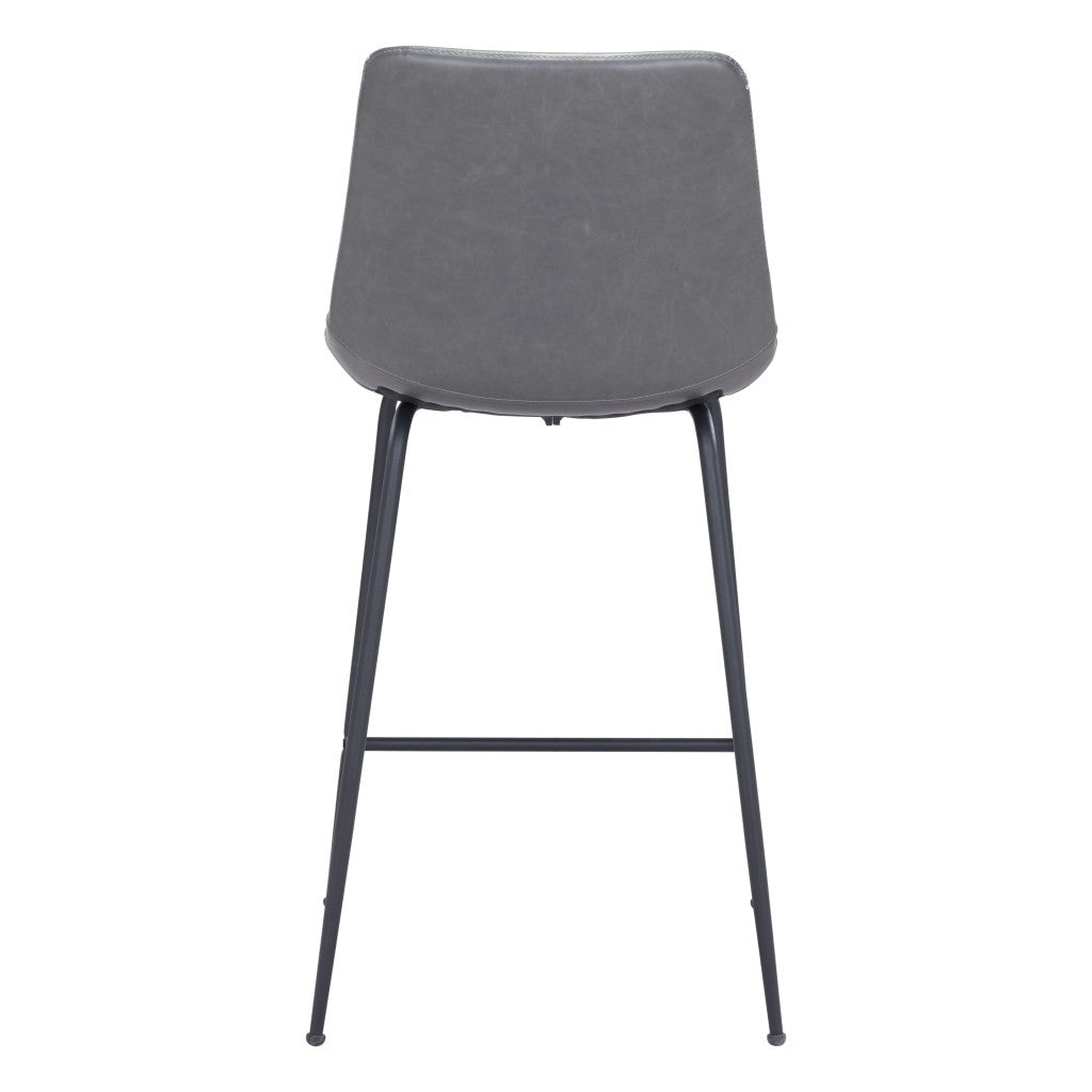 26" Gray And Black Steel Low Back Counter Height Bar Chair-Bar Chairs-DECOROLALA