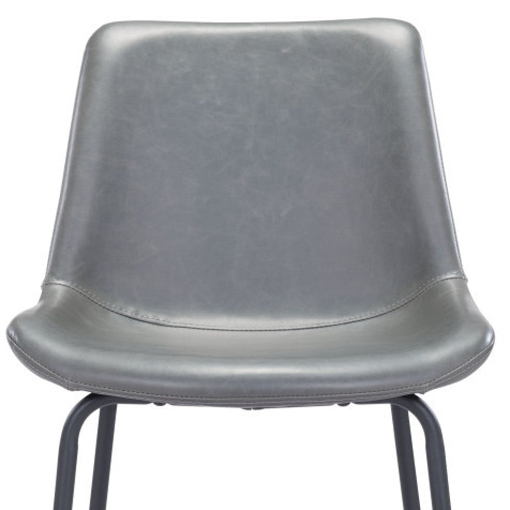 26" Gray And Black Steel Low Back Counter Height Bar Chair-Bar Chairs-DECOROLALA