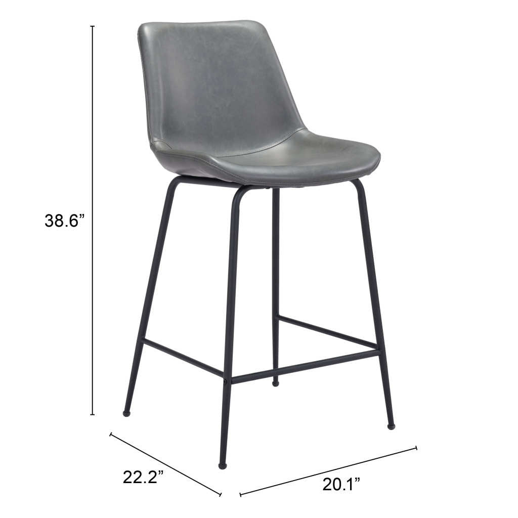 26" Gray And Black Steel Low Back Counter Height Bar Chair-Bar Chairs-DECOROLALA