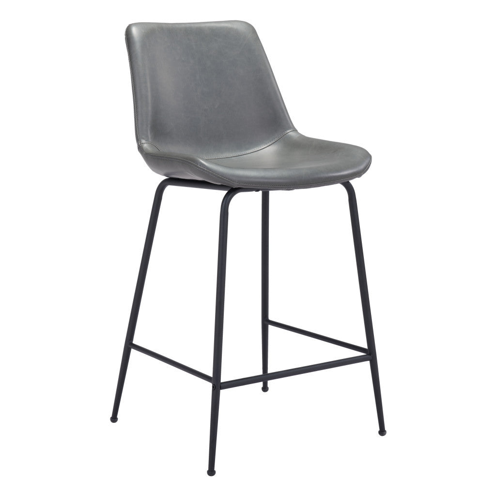 26" Gray And Black Steel Low Back Counter Height Bar Chair-Bar Chairs-DECOROLALA