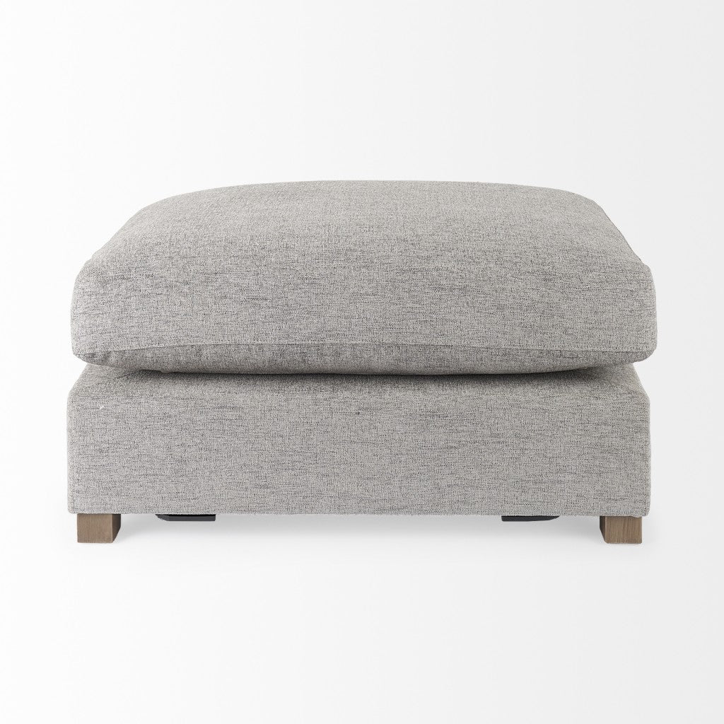 26" Gray Fabric and Brown Cocktail Ottoman-Ottomans-DECOROLALA