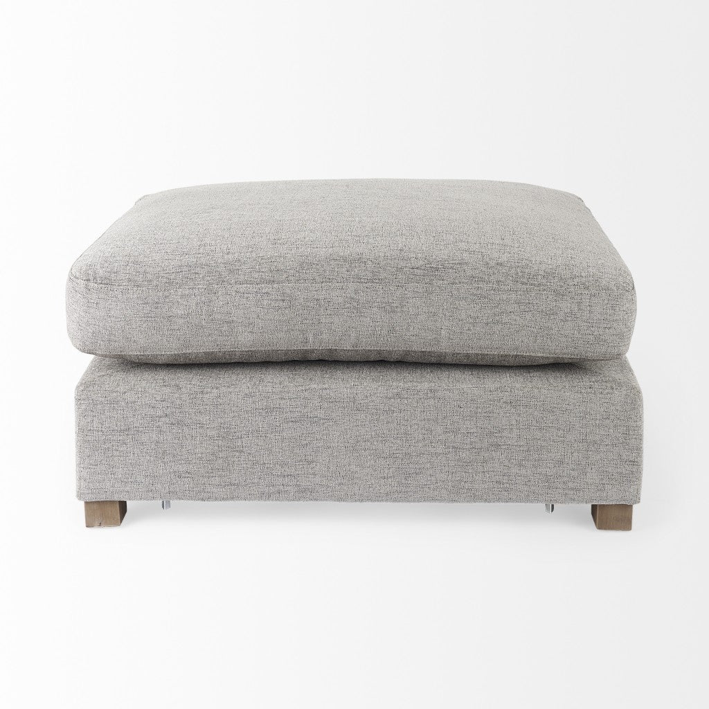 26" Gray Fabric and Brown Cocktail Ottoman-Ottomans-DECOROLALA