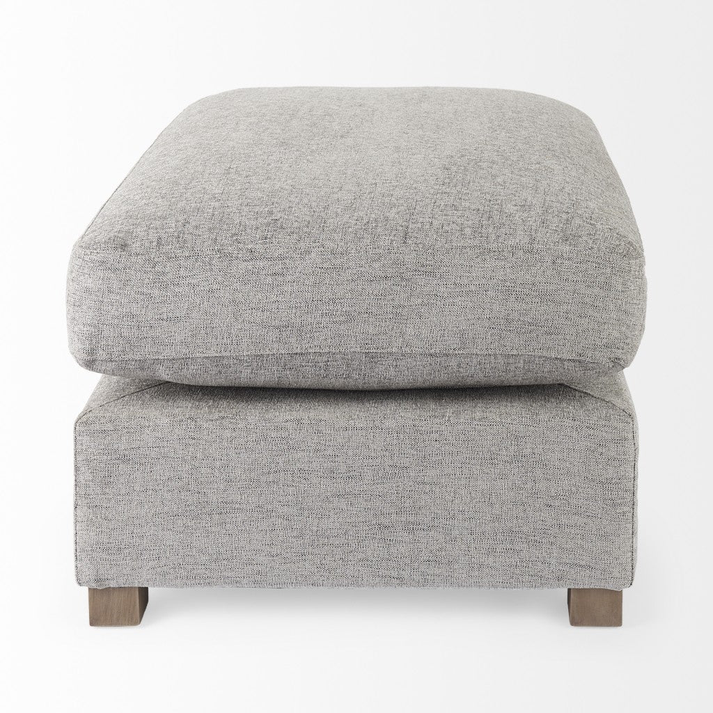 26" Gray Fabric and Brown Cocktail Ottoman-Ottomans-DECOROLALA