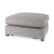 26" Gray Fabric and Brown Cocktail Ottoman-Ottomans-DECOROLALA