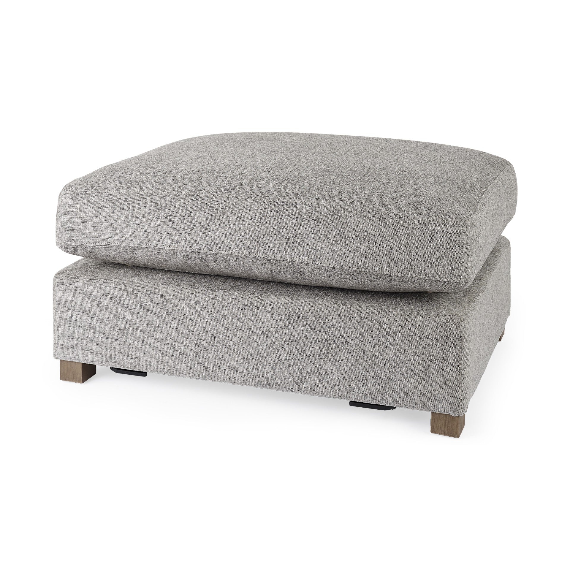 26" Gray Fabric and Brown Cocktail Ottoman-Ottomans-DECOROLALA