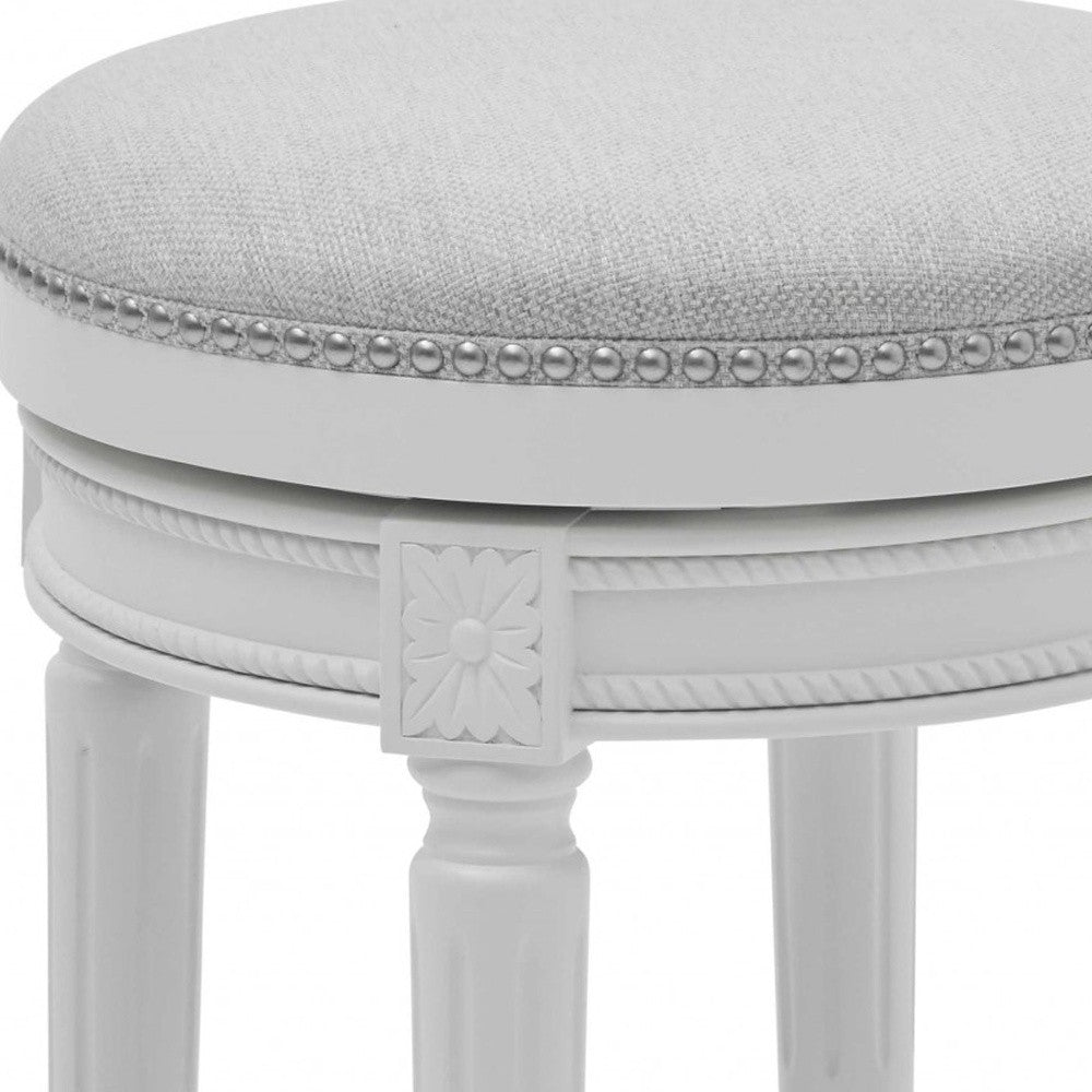 26" Gray Solid Wood Backless Bar Height Swivel Bar Chair-Bar Chairs-DECOROLALA