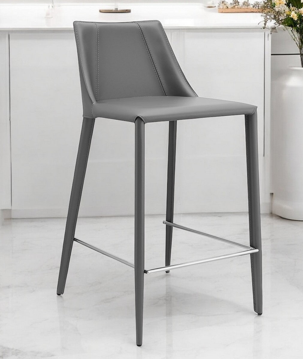 26" Gray Steel Low Back Counter Height Bar Chair-Bar Chairs-DECOROLALA