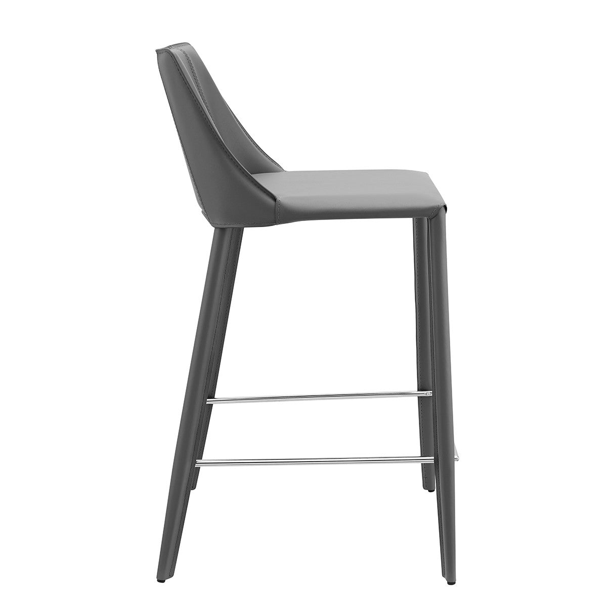 26" Gray Steel Low Back Counter Height Bar Chair-Bar Chairs-DECOROLALA