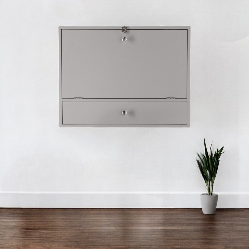 26" Gray Wall Mounted Floating Desk-Desks-DECOROLALA
