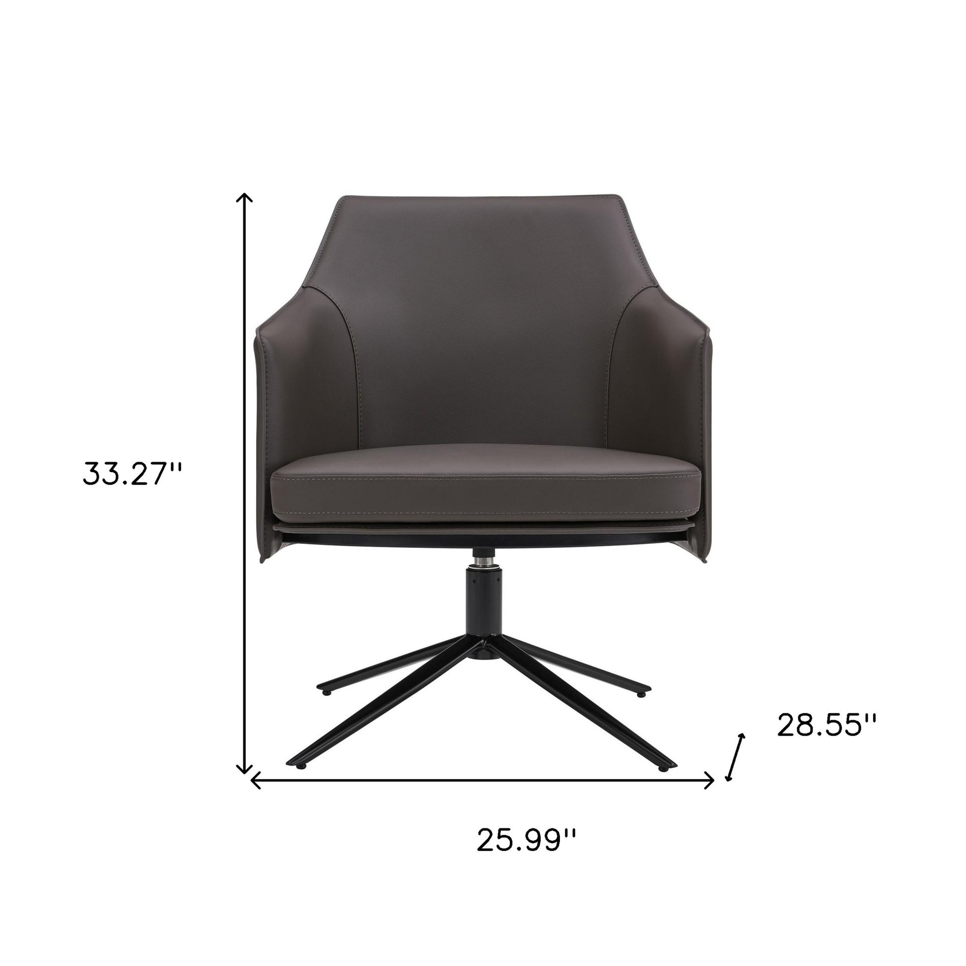 26" Gray and Black Faux Leather Swivel Lounge Chair-Accent Chairs-DECOROLALA