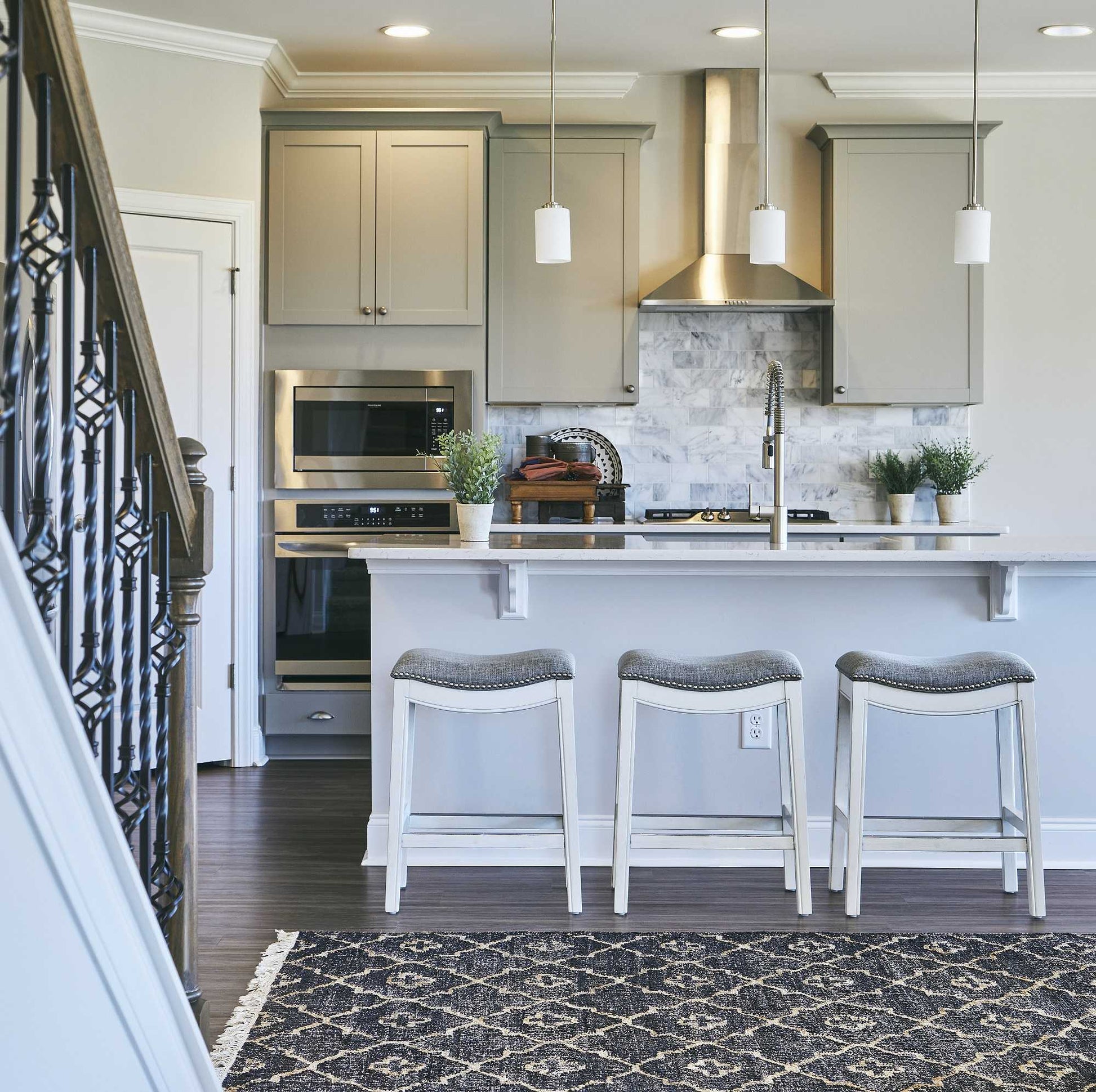 26" Gray and White Solid Wood and Linen Blend Backless Counter Height Bar Chair-Bar Chairs-DECOROLALA