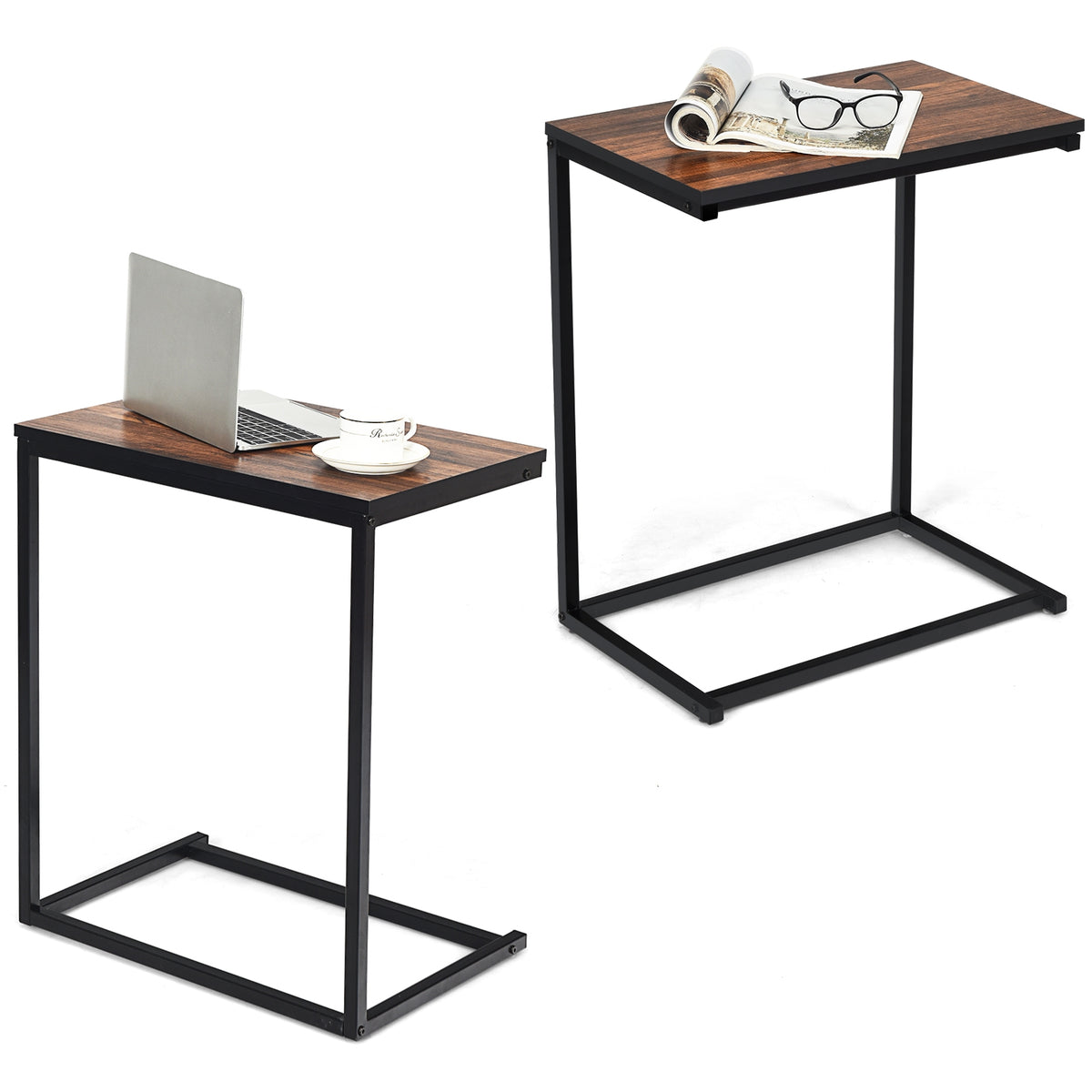 26 Inch Beside Sofa Laptop Holder End Stand Desk-Brown-End & Side Tables-DECOROLALA