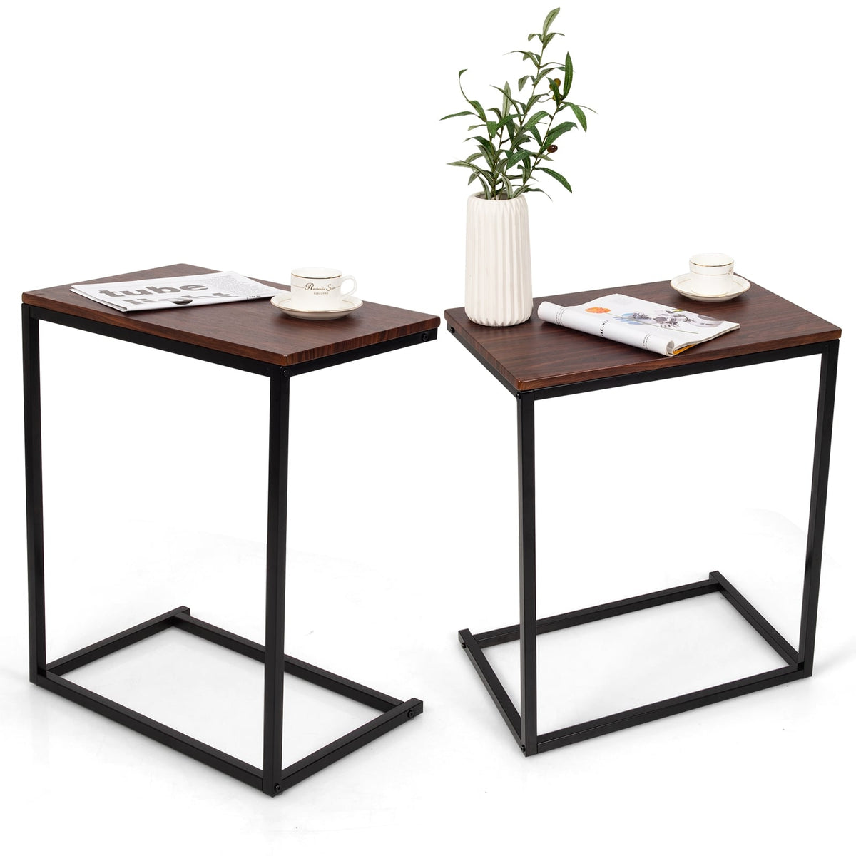 26 Inch Beside Sofa Laptop Holder End Stand Desk-Dark Brown-End & Side Tables-DECOROLALA