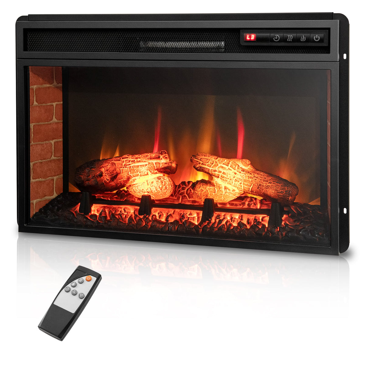 26 Inch Infrared Electric Fireplace Insert with Remote Control-Black-Fireplaces-DECOROLALA