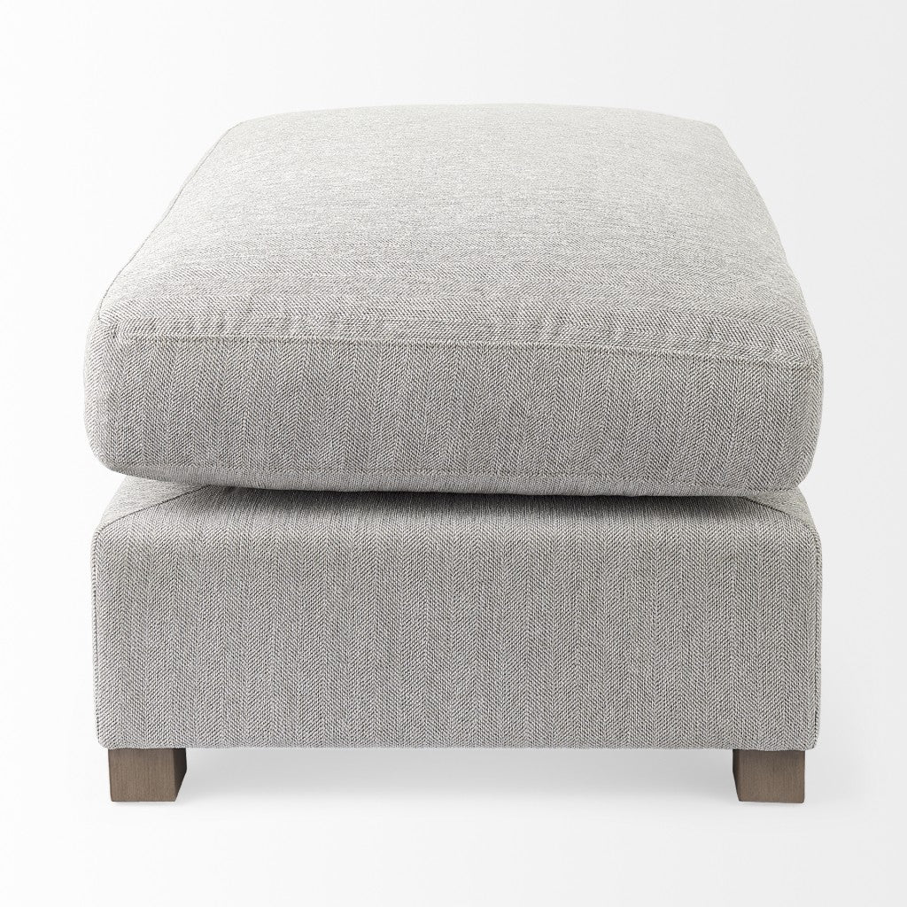 26" Light Gray Fabric and Brown Cocktail Ottoman-Ottomans-DECOROLALA