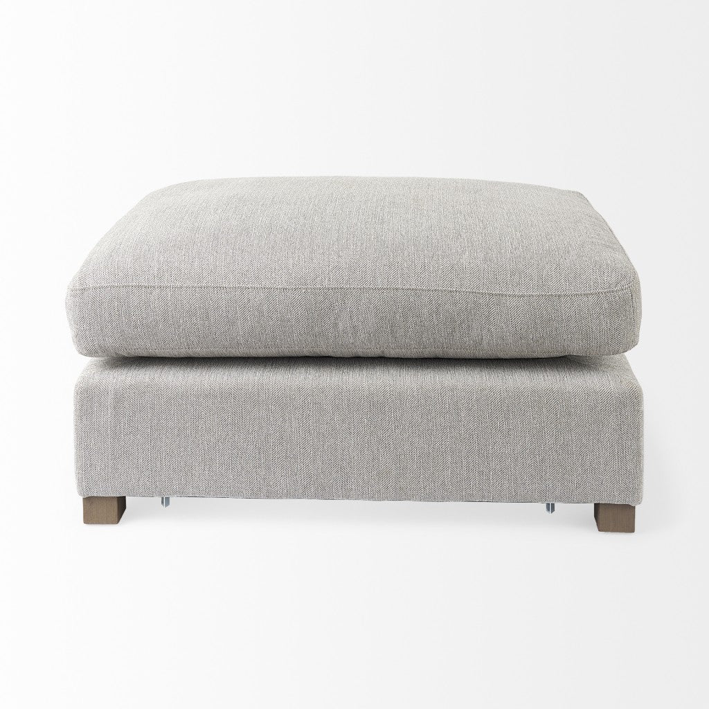 26" Light Gray Fabric and Brown Cocktail Ottoman-Ottomans-DECOROLALA