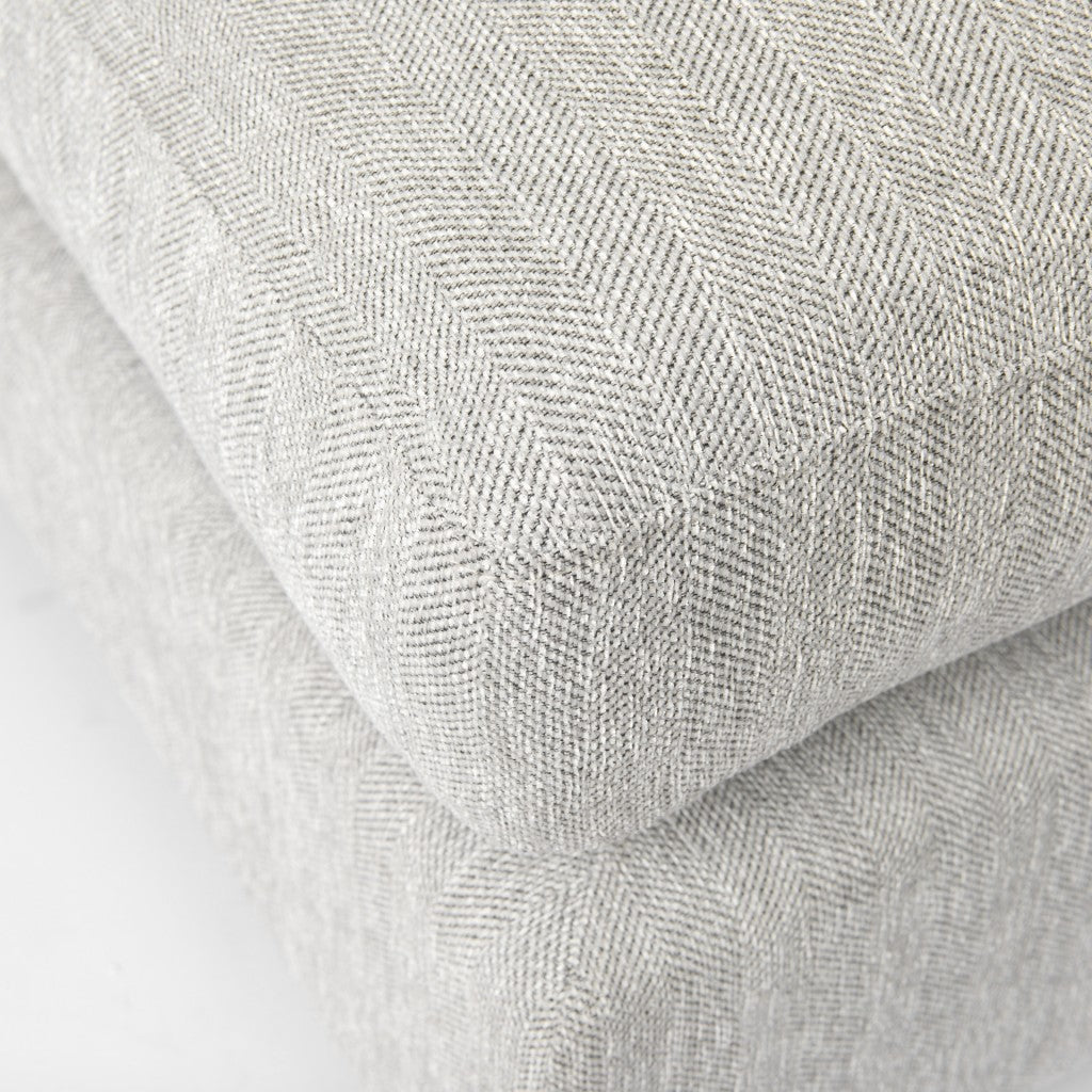 26" Light Gray Fabric and Brown Cocktail Ottoman-Ottomans-DECOROLALA