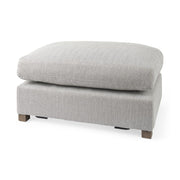 26" Light Gray Fabric and Brown Cocktail Ottoman-Ottomans-DECOROLALA