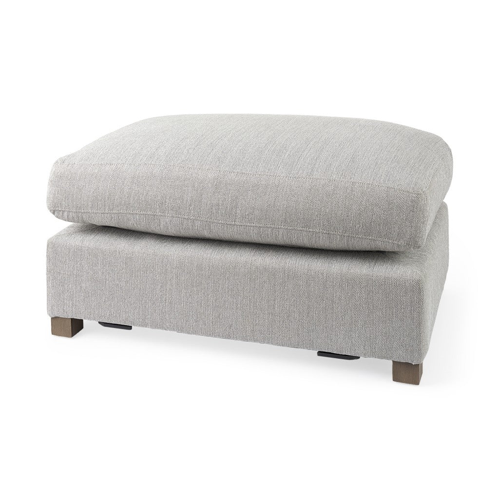 26" Light Gray Fabric and Brown Cocktail Ottoman-Ottomans-DECOROLALA
