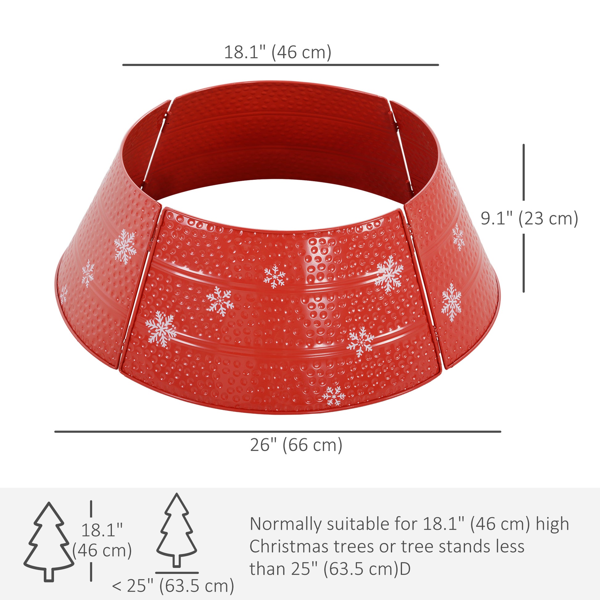 26" Metal Christmas Tree Collar - Red Snowflake Ring-Home Furnishings > Holiday & Seasonal > Christmas Trees-DECOROLALA