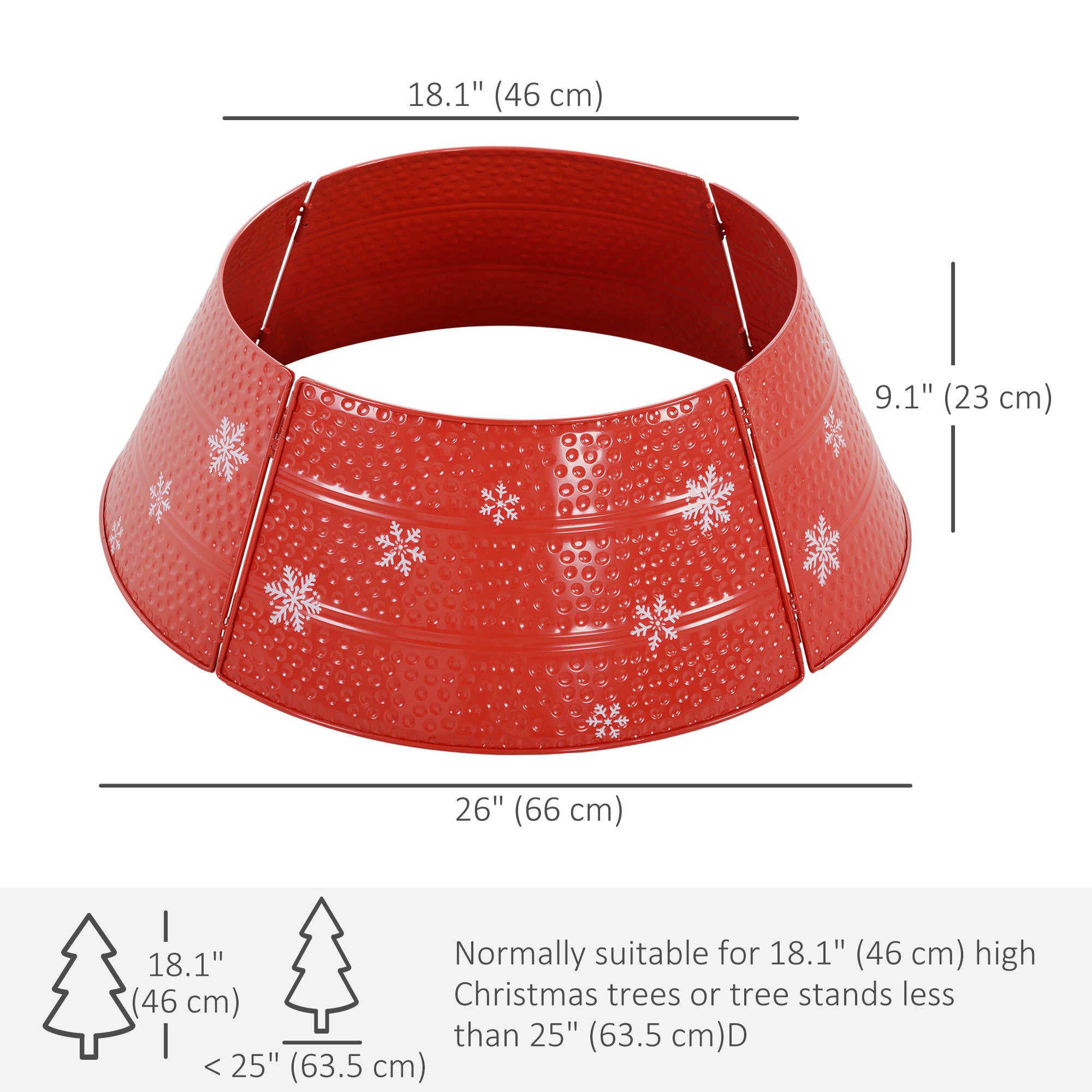 26" Metal Christmas Tree Collar - Red Snowflake Ring-Home Furnishings > Holiday & Seasonal > Christmas Trees-DECOROLALA