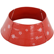 26" Metal Christmas Tree Collar - Red Snowflake Ring-Home Furnishings > Holiday & Seasonal > Christmas Trees-DECOROLALA